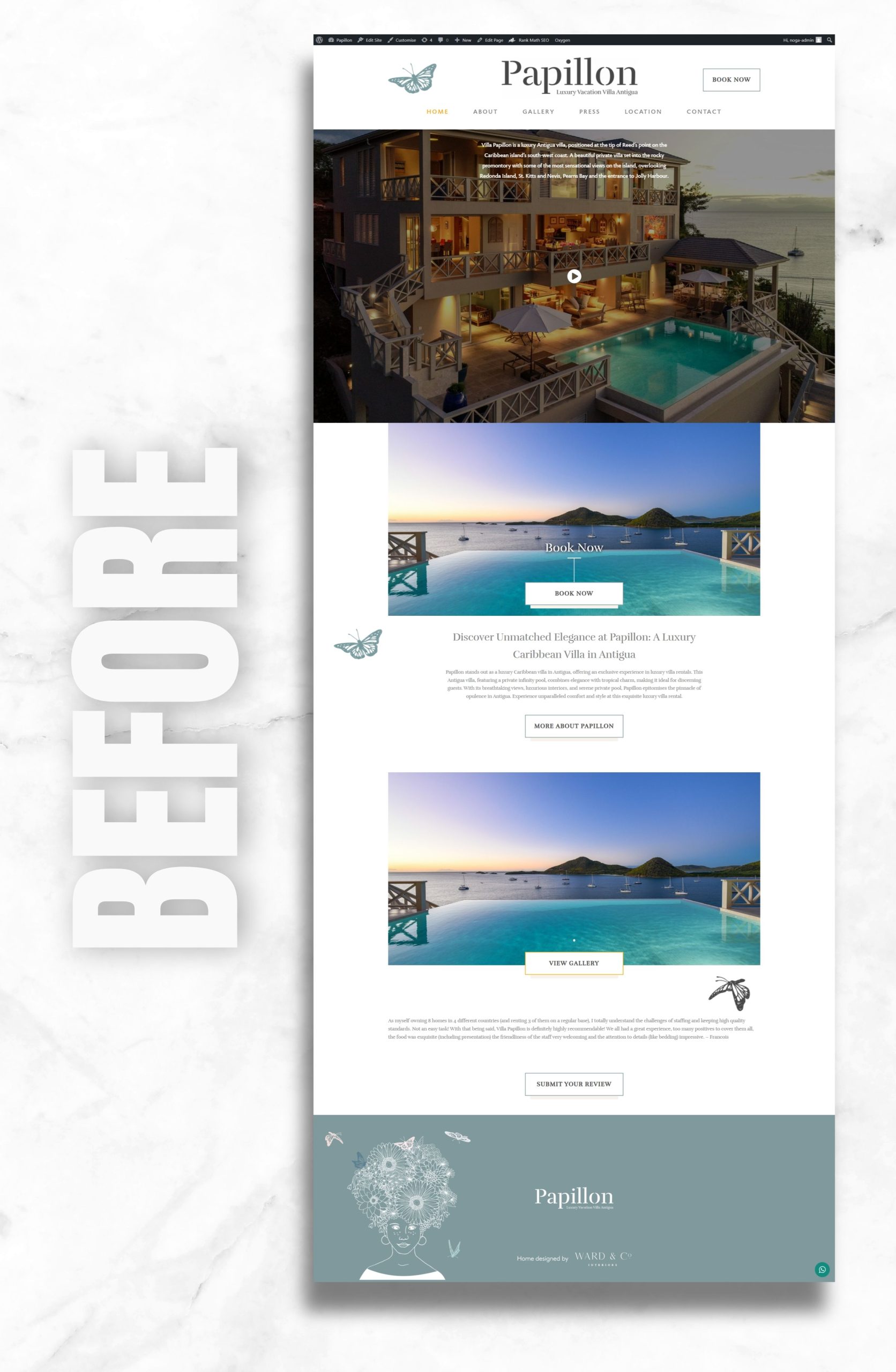 Villa Papillon Booking Website